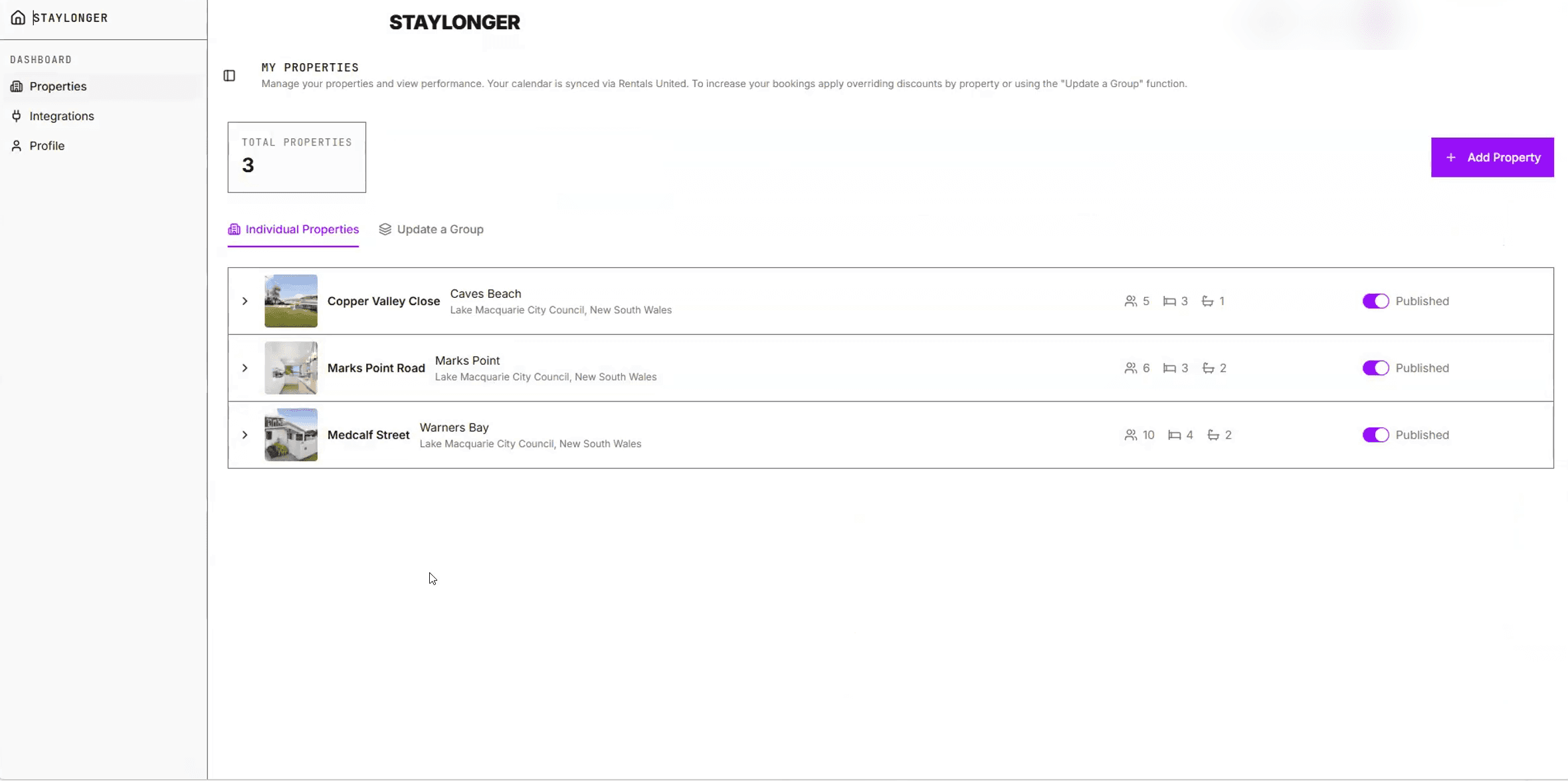 The publish toggle on the Properties page.